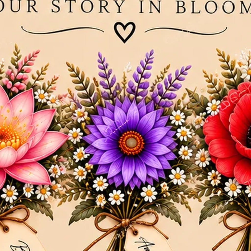 Birth flower bouquet detail — watermarked