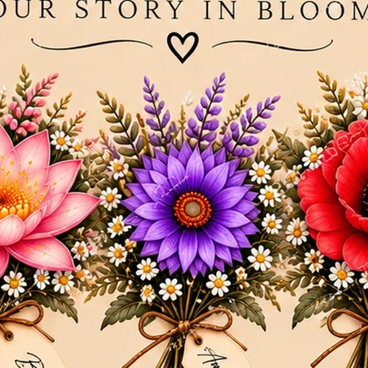 Birth flower bouquet detail — watermarked