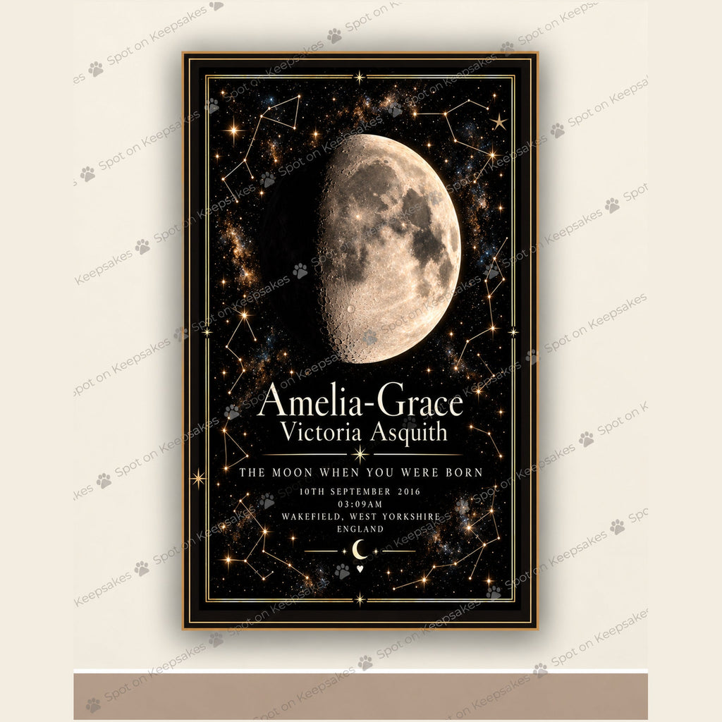 Spot on Keepsakes framed birth moon preview with watermark