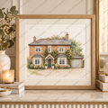 Framed personalised house watercolour portrait