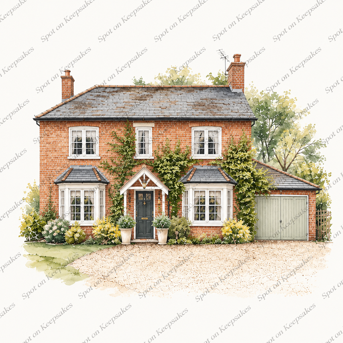 Unframed watercolour house illustration