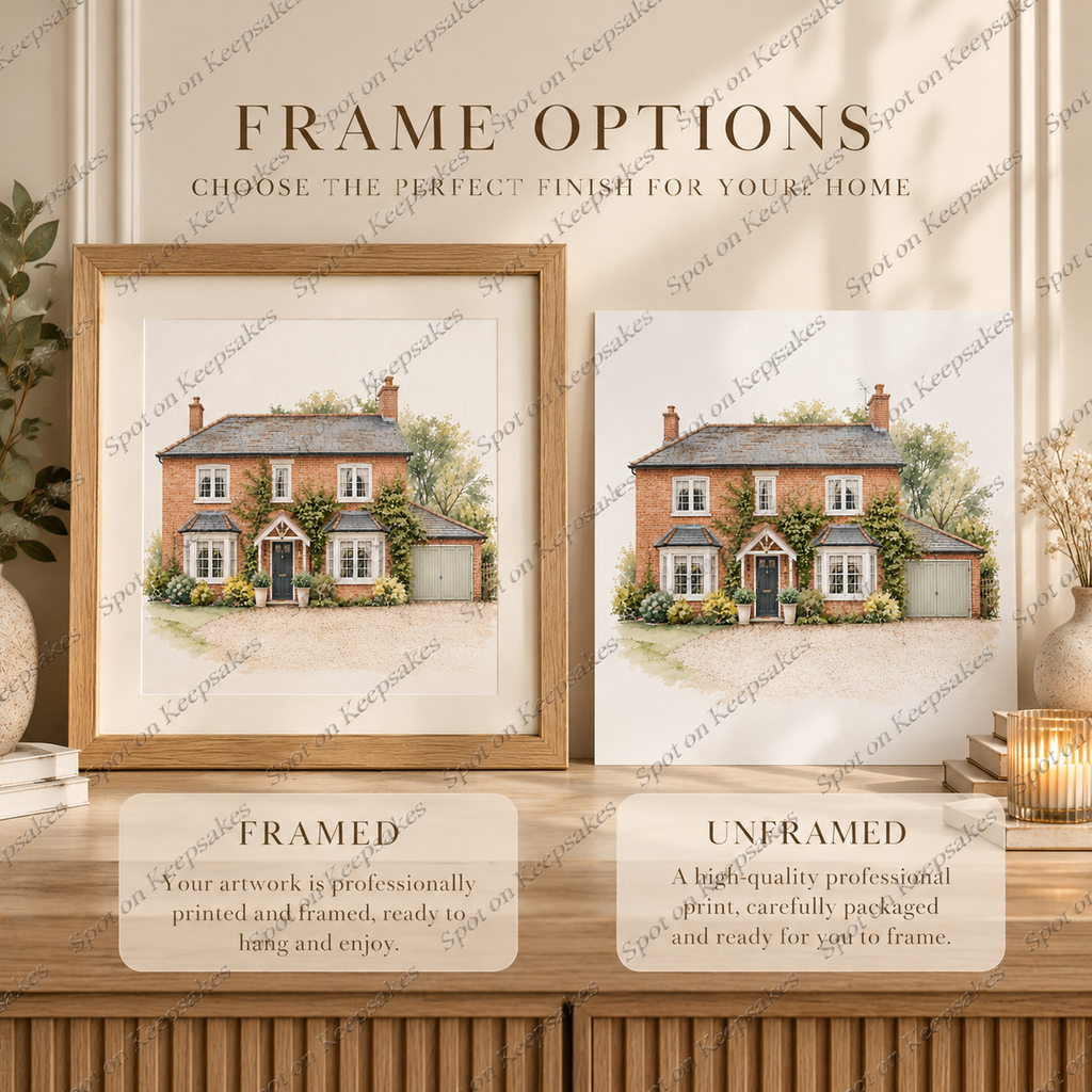 Framed and unframed house print options