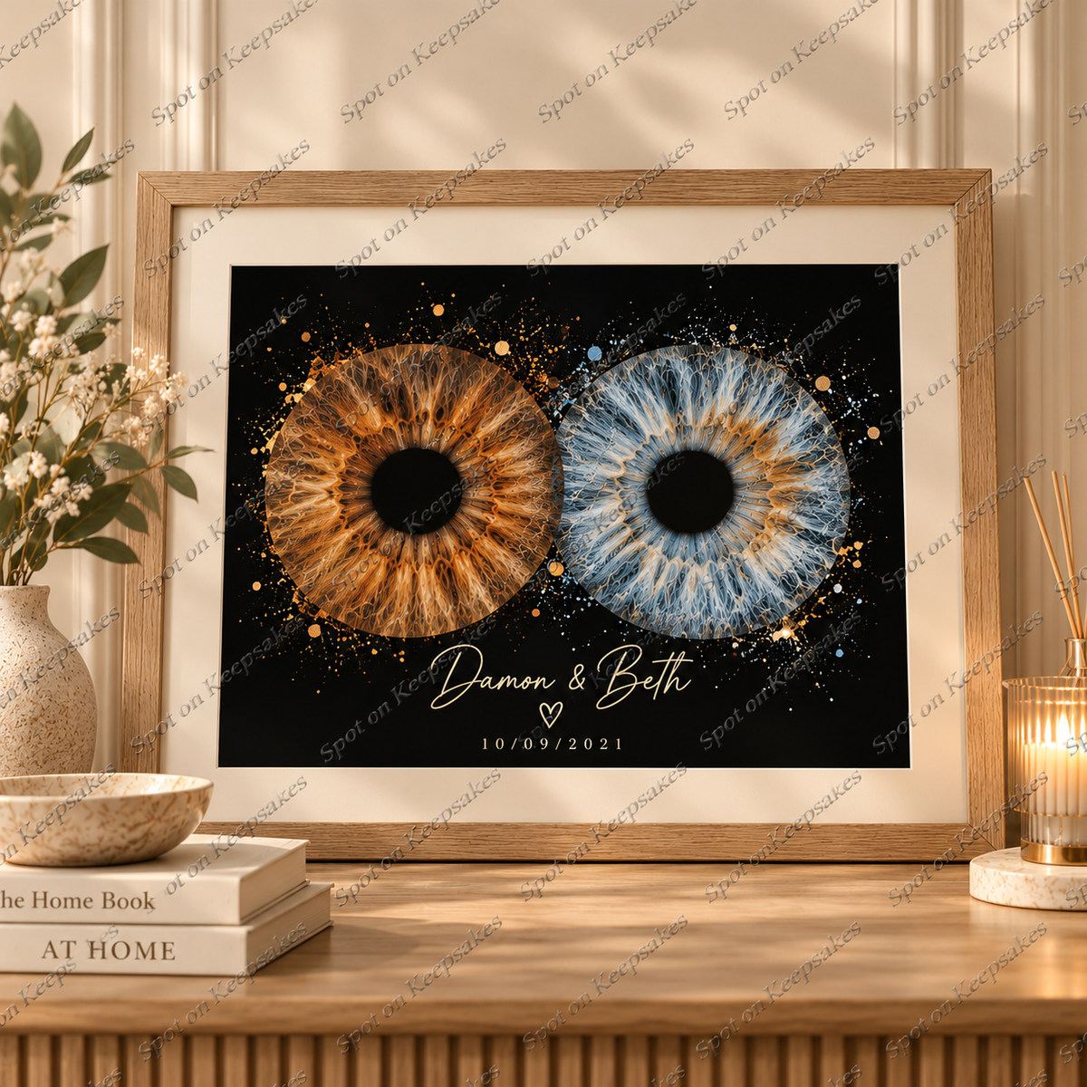 Framed personalised couples iris artwork