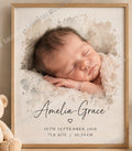 Spot on Keepsakes personalised newborn photo-to-portrait example amelia sleeping