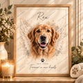 Framed personalised angel wings pet memorial portrait