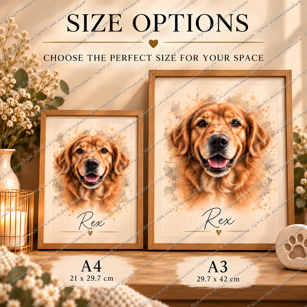 A4 and A3 pet portrait print size options