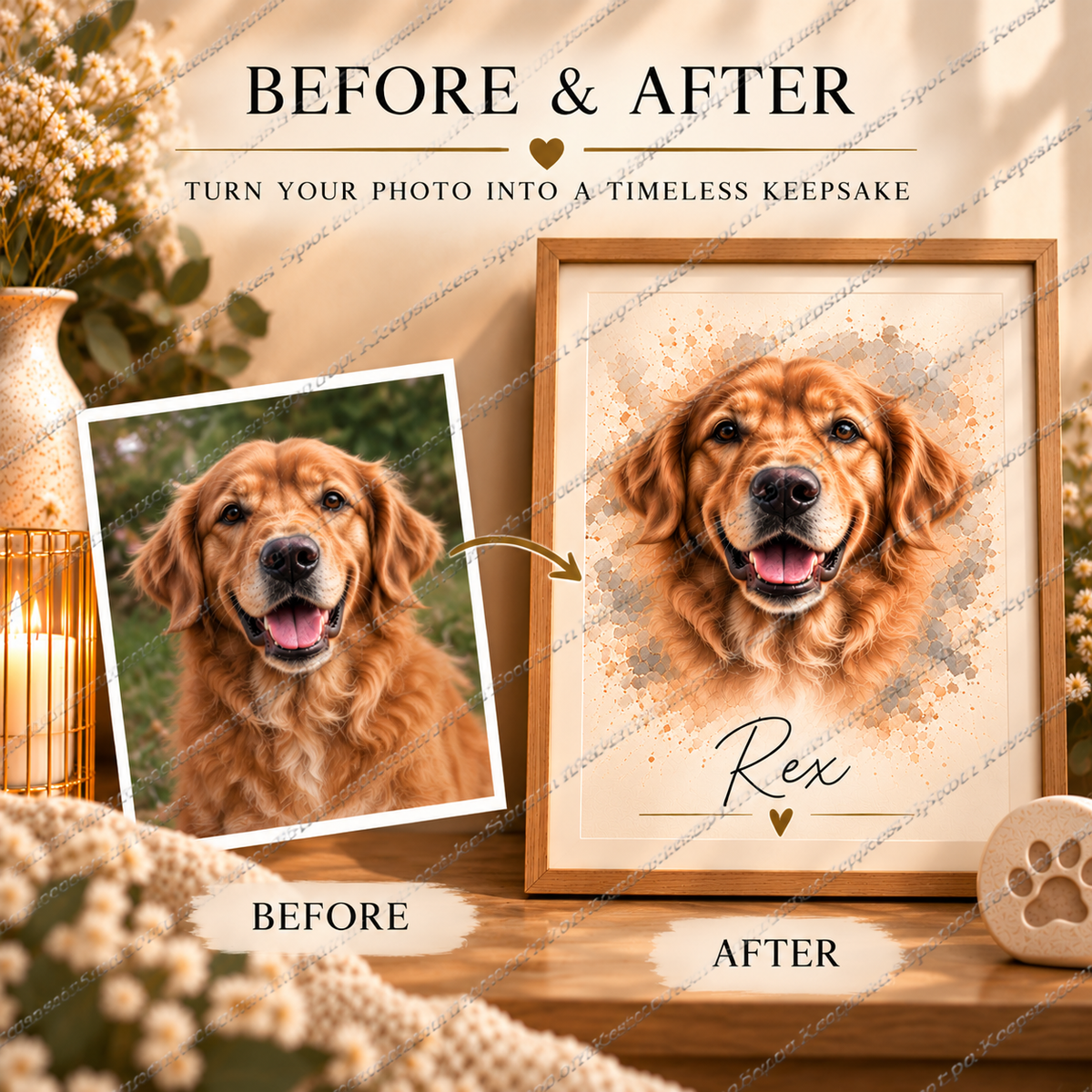 Before and after pet photo transformation
