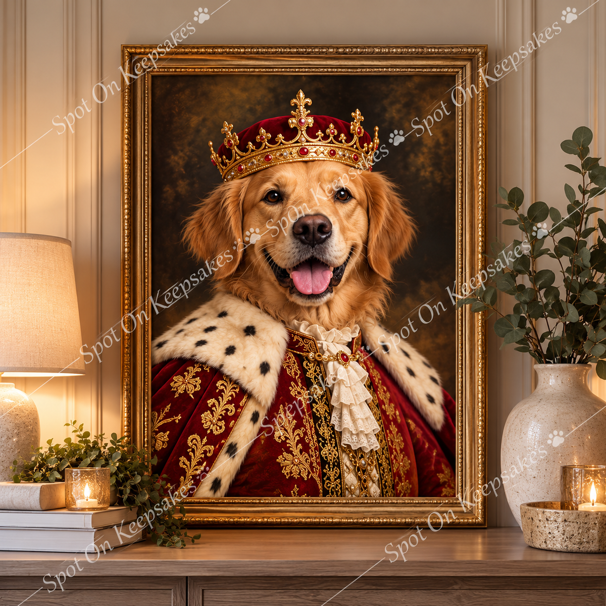 Royal pet portrait framed mockup