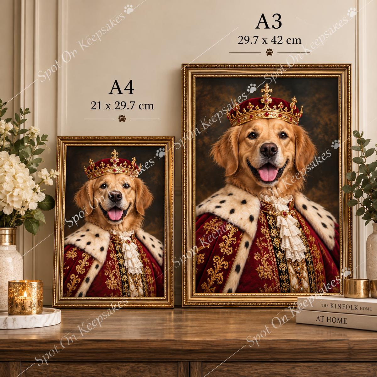 A4 and A3 royal pet portrait size comparison