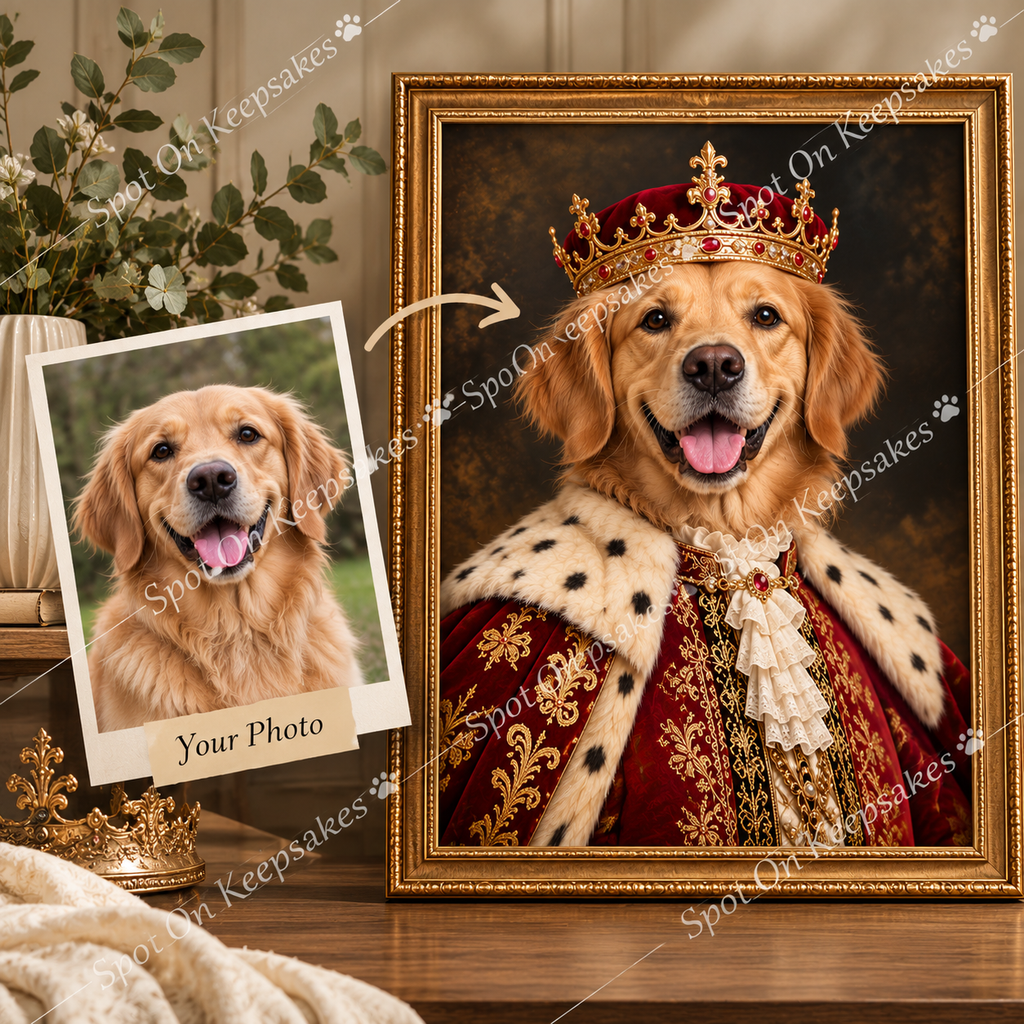 Pet photograph transformed into royal portrait