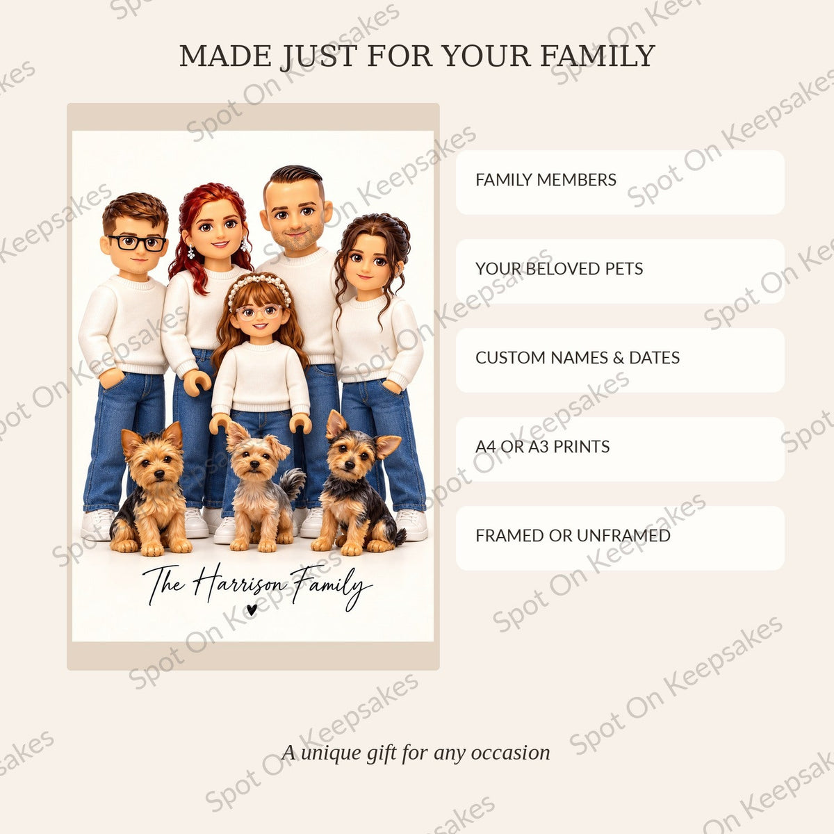Spot on Keepsakes toy brick family portrait 08 options